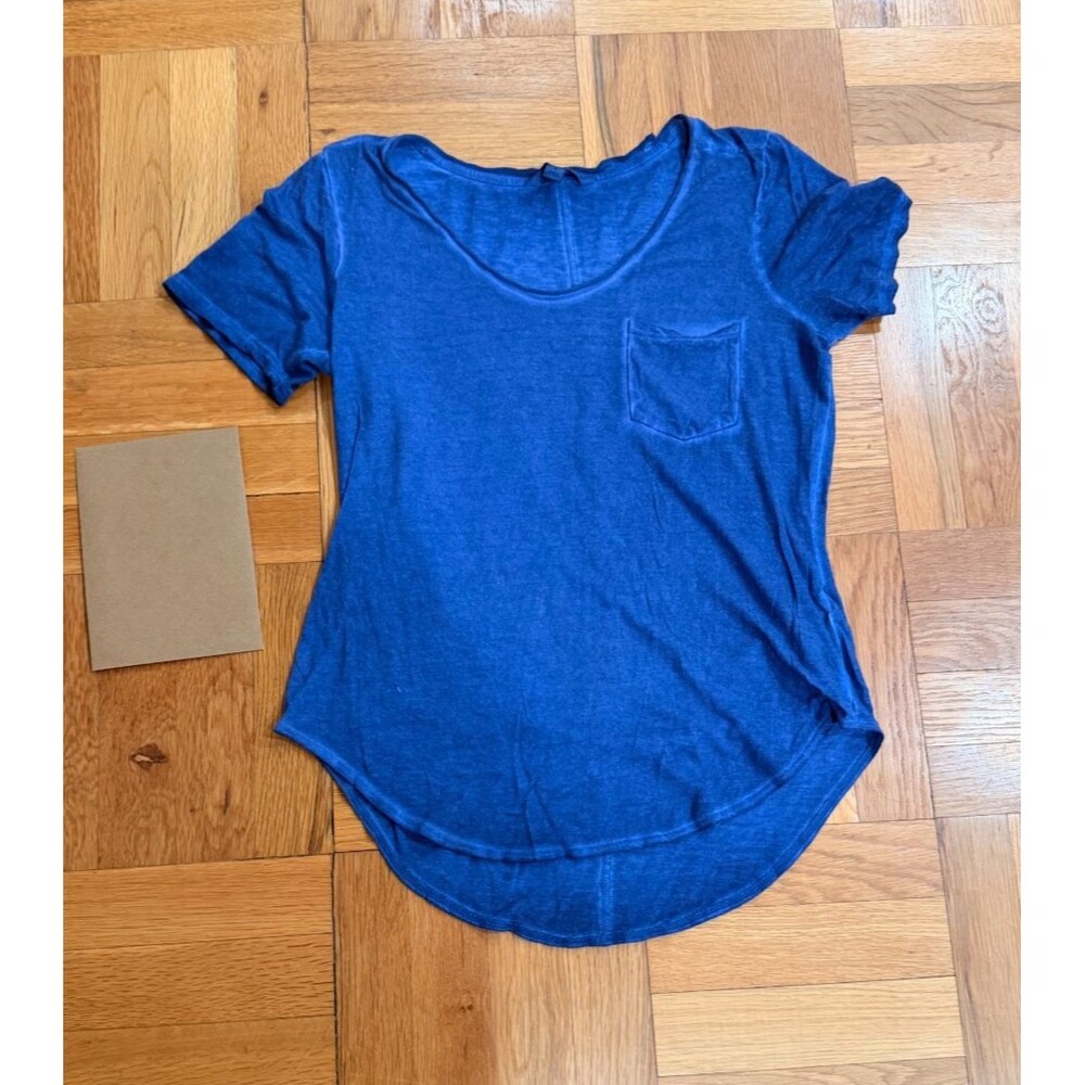 Calvin Klein Jeans Women's S Blue Scoop Neck Pocket T-Shirt Short Sleeve